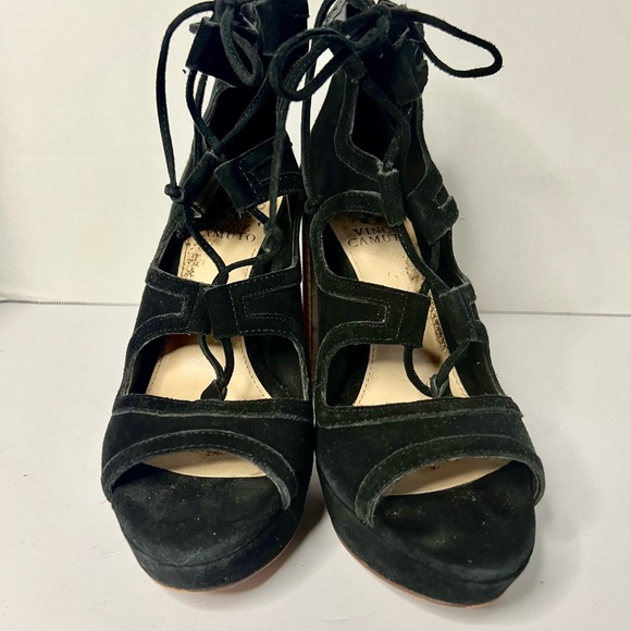 Vince Camuto Kamaye:  Black Lace-Up Platform Heel - Picture 2 of 7